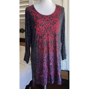 Soma Live. Lounge.‎ Wear Tunic Womens M Black Red Soft Knit Nightshirt Top Dress